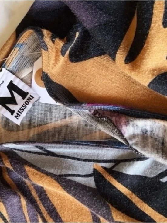 Vintage Missoni Long-Sleeve Floral Wrap Dress in Mustard, Purple & Blue - Picture 3 of 11